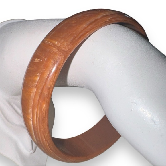 VTG Marbleized Bakelite Rootbeer Swirl Bangle Bracelet - Picture 5 of 5